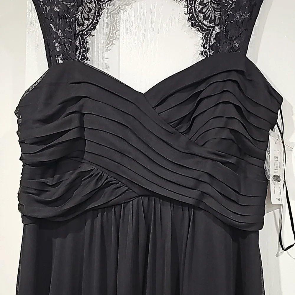 NWT Long black gown with lace top - Picture 2 of 11